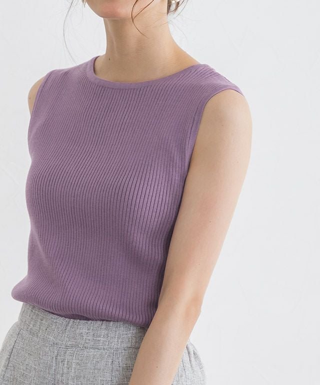 【ピエロ/Pierrot】の【アウトレットSALE!】ウォッシャブルノースリーブリブニット インテリア・キッズ・メンズ・レディースファッション・服の通販 founy(ファニー) 　ファッション　Fashion　レディースファッション　Fashion for Women　トップス・カットソー　Cut & Sew Tops　ニット　Knit Tops & Sweaters　キャミソール&ノースリーブ　Camisoles & Sleeveless Tops　アウトレット　Outlet / Clearance　インナー　Innerwear　シンプル　Simple, Minimal　ジャケット　Jacket, Outerwear　フィット　Fit, Slim Fit　プチプライス・低価格　Affordable / Budget Price　ボトム　Bottoms, Lower Wear　リラックス　Relax, Relaxed Fit　エレガント 上品　Elegant　163cm / ライトパープル / M|ID: prp329100001688552 ipo3291000000036069842