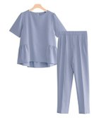 【ピエロ/Pierrot】のフレア切り替え半袖セットアップ グレイッシュブルー|ID: prp329100001718499 ipo3291000000036274776