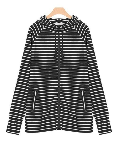 【ピエロ/Pierrot】の【アウトレットSALE!】2typeから選べるUVカットスラブパーカー インテリア・キッズ・メンズ・レディースファッション・服の通販 founy(ファニー) 　ファッション　Fashion　レディースファッション　Fashion for Women　トップス・カットソー　Cut & Sew Tops　レディースパーカー・カジュアルフーディー　Casual Hoodies & Sweatshirts　アウトレット　Outlet / Clearance　おすすめ　Recommended / Our Picks　プチプライス・低価格　Affordable / Budget Price　夏　Summer　春　Spring　秋　Autumn　軽量　Lightweight, Ultra Light　ブラック×オフホワイト|ID: prp329100001777203 ipo3291000000033729480