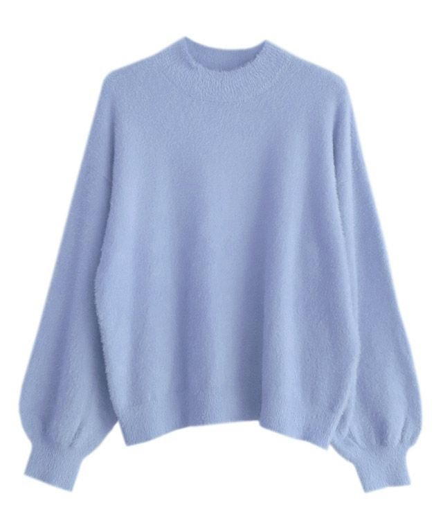 【ピエロ/Pierrot】のシャギーハイネックバルーン袖ニット インテリア・キッズ・メンズ・レディースファッション・服の通販 founy(ファニー) 　ファッション　Fashion　レディースファッション　Fashion for Women　トップス・カットソー　Cut & Sew Tops　ニット　Knit Tops & Sweaters　ハイネック　High Neck, Mock Neck　バルーン　Balloon, Balloon Silhouette　プチプライス・低価格　Affordable / Budget Price　エレガント 上品　Elegant　ブルー|ID: prp329100001831706 ipo3291000000036069911