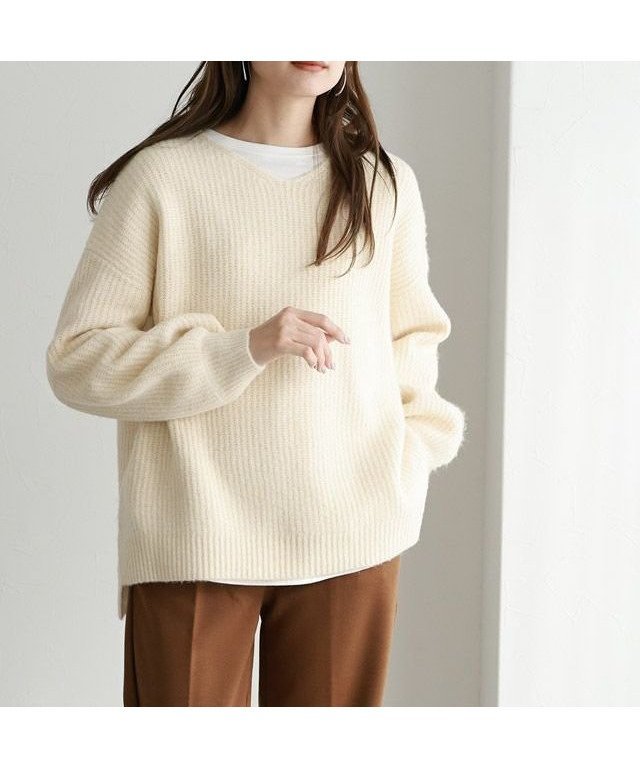 【ピエロ/Pierrot】の選べるふんわりウォッシャブルボリューム袖ニット インテリア・キッズ・メンズ・レディースファッション・服の通販 founy(ファニー)  ファッション Fashion レディースファッション Fashion for Women トップス・カットソー Cut & Sew Tops ニット Knit Tops & Sweaters プチプライス・低価格 Affordable / Budget Price ルーズ Loose, Oversized 165cm / アイボリー / Vネック / M|ID: prp329100001831732 ipo3291000000034378554