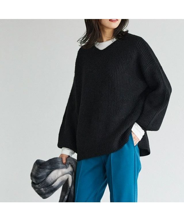 【ピエロ/Pierrot】の選べるふんわりウォッシャブルボリューム袖ニット インテリア・キッズ・メンズ・レディースファッション・服の通販 founy(ファニー)  ファッション Fashion レディースファッション Fashion for Women トップス・カットソー Cut & Sew Tops ニット Knit Tops & Sweaters プチプライス・低価格 Affordable / Budget Price ルーズ Loose, Oversized 167cm / ネイビー / Vネック / M|ID: prp329100001831732 ipo3291000000034378565