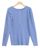 【ピエロ/Pierrot】のボリュームスリーブリブニット ブルー|ID: prp329100002236236 ipo3291000000036340876