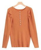 【ピエロ/Pierrot】のボリュームスリーブリブニット オレンジ|ID: prp329100002236236 ipo3291000000036340877