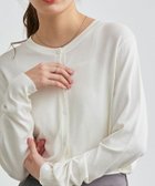 【ピエロ/Pierrot】のシルクタッチウォッシャブルニットカーディガン 163cm / オフホワイト / ミドル丈 / クルーネック / M|ID: prp329100002262367 ipo3291000000036340923