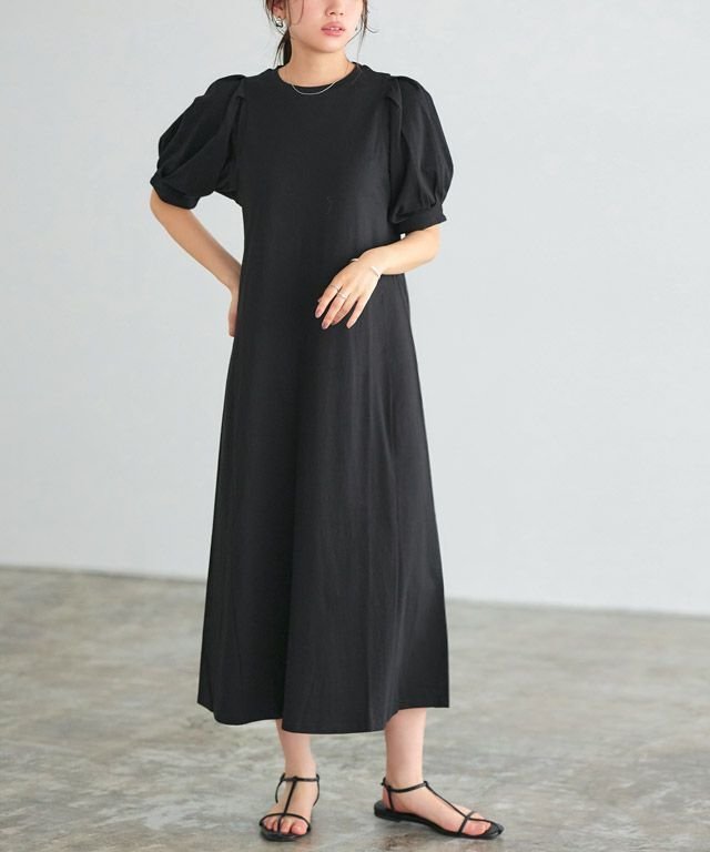 【ピエロ/Pierrot】のパフスリーブワンピース インテリア・キッズ・メンズ・レディースファッション・服の通販 founy(ファニー) 　ファッション　Fashion　レディースファッション　WOMEN　ワンピース　Dress　送料無料　Free Shipping　スリーブ　Sleeve　プチプライス・低価格　Affordable　ブラック|ID: prp329100002332778 ipo3291000000031687935