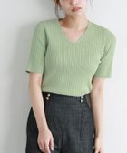 【ピエロ/Pierrot】の【A会場】シルクタッチウォッシャブル半袖リブニット 167cm / ペールミント / Vネック / M|ID:prp329100002332782