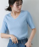【ピエロ/Pierrot】の【A会場】シルクタッチウォッシャブル半袖リブニット 167cm / ライトブルー / Vネック / M|ID:prp329100002332782