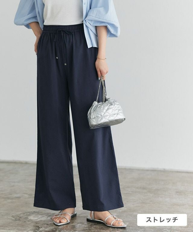 【ピエロ/Pierrot】のストレッチツイルワイドパンツ インテリア・キッズ・メンズ・レディースファッション・服の通販 founy(ファニー) 　ファッション　Fashion　レディースファッション　Fashion for Women　パンツ　Pants & Trousers　ストレッチ　Stretch, Stretchy Fabric　フィット　Fit, Slim Fit　プチプライス・低価格　Affordable / Budget Price　ワイド　Wide, Wide Fit　ストレッチツイルワイドパンツ|ID: prp329100002376823 ipo3291000000035995726