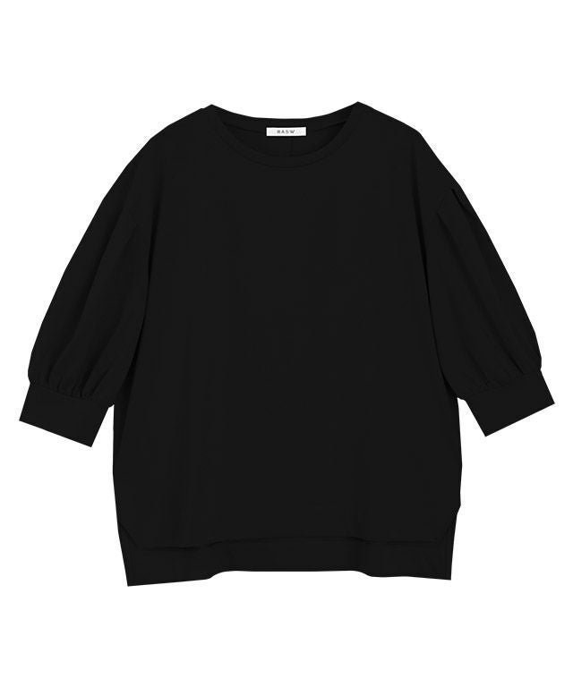【ピエロ/Pierrot】のRASW GIZAボリュームスリーブTシャツ インテリア・キッズ・メンズ・レディースファッション・服の通販 founy(ファニー) 　ファッション　Fashion　レディースファッション　Fashion for Women　トップス・カットソー　Cut & Sew Tops　シャツ・ブラウス・オフィスカジュアル　Elegant Blouses & Button-Ups　ロングTシャツ・Tシャツ　Longline T-Shirts & Tees　ボリューム袖・フリルスリーブブラウス　Voluminous & Ruffle Sleeves / Puffy Sleeve Tops　カフス　Cuff Design　コンパクト　Compact, Small Size　抗菌　Antibacterial, Bacteria-Resistant　シンプル　Simple, Minimal　スリット　Slit, Slit Detail　スリーブ　Sleeve, Long Sleeve / Short Sleeve　なめらか　Smooth, Silky Texture　バランス　Balance, Style Balance　プチプライス・低価格　Affordable / Budget Price　ブラック|ID: prp329100002447359 ipo3291000000036067589