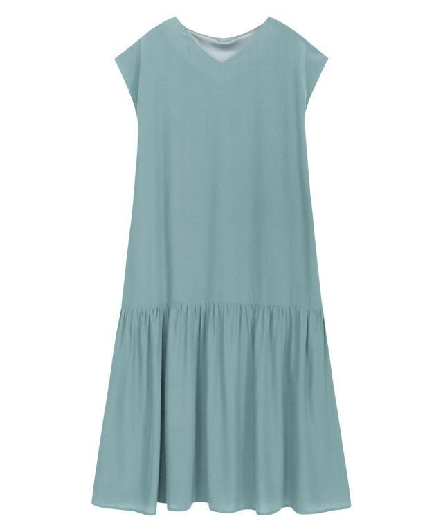 【ピエロ/Pierrot】の【アウトレットSALE!】裾切り替えフレンチスリーブワンピース インテリア・キッズ・メンズ・レディースファッション・服の通販 founy(ファニー) 　ファッション　Fashion　レディースファッション　Fashion for Women　ワンピース　Dresses　アウトレット　Outlet / Clearance　ギャザー　Gathered, Ruffled　プチプライス・低価格　Affordable / Budget Price　ミントブルー|ID: prp329100002518641 ipo3291000000036067796