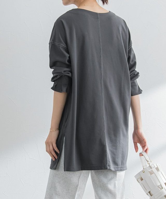 【ピエロ/Pierrot】のタックスリーブポンチチュニック インテリア・キッズ・メンズ・レディースファッション・服の通販 founy(ファニー) 　ファッション　Fashion　レディースファッション　Ladies' Fashion Online　トップス・カットソー　Tops/Tshirt　アクセサリー　Accessories　シンプル　Simple　スリット　Slit　チュニック　Tunic　テーパード　Tapered　フリル　Frills　プチプライス・低価格　Affordable　チャコール|ID: prp329100002617763 ipo3291000000032637865