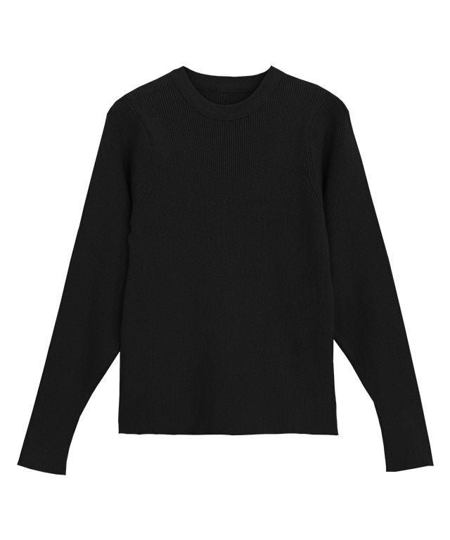 【ピエロ/Pierrot】のクルーネックリブニット インテリア・キッズ・メンズ・レディースファッション・服の通販 founy(ファニー) 　ファッション　Fashion　レディースファッション　Fashion for Women　トップス・カットソー　Cut & Sew Tops　ニット　Knit Tops & Sweaters　インナー　Innerwear　シンプル　Simple, Minimal　トレンド　Trend, Trending Now　プチプライス・低価格　Affordable / Budget Price　ブラック|ID: prp329100002710587 ipo3291000000036068157