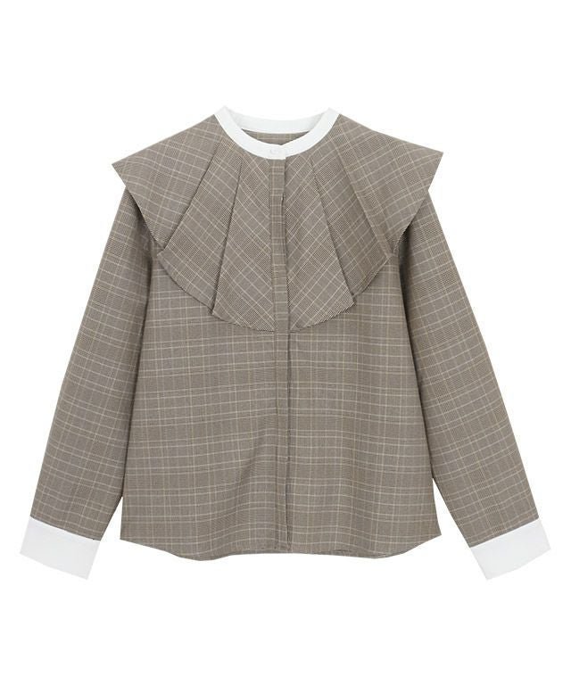【ピエロ/Pierrot】のチェック柄クレリックフリルカラーブラウス 人気、トレンドファッション・服の通販 founy(ファニー) 　ファッション　Fashion　レディースファッション　Fashion for Women　トップス・カットソー　Cut & Sew Tops　シャツ・ブラウス・オフィスカジュアル　Elegant Blouses & Button-Ups　クラシカル　Classical, Vintage-Inspired　チェック　Check, Plaid, Tartan　フリル　Frill, Ruffle　プチプライス・低価格　Affordable / Budget Price　 other-1|ID: prp329100002768858 ipo3291000000036046933