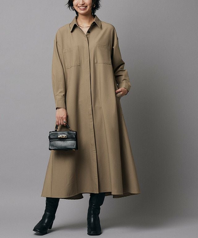 【ピエロ/Pierrot】のRASW バックフレアシャツワンピース RASW バックフレアシャツワンピース インテリア・キッズ・メンズ・レディースファッション・服の通販 founy(ファニー) ファッション Fashion レディースファッション Fashion for Women ワンピース Dresses シャツワンピース / 1枚で着映えコーデ Shirt Dresses とろみ Fluid, Flowy Fabric スクエア Square, Square Shape フレア Flare, Flared プチプライス・低価格 Affordable / Budget Price ポケット Pocket, Pocket Detail エレガント 上品 Elegant 166cm / ベージュ / M|ID: prp329100002782769 ipo3291000000036046991