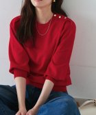 【ピエロ/Pierrot】のゴールドボタンパフスリーブニット 167cm / レッド / M|ID: prp329100002800635 ipo3291000000036392450