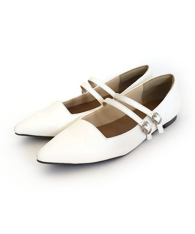 【ピエロ/Pierrot】のダブルストラップフラットシューズ インテリア・キッズ・メンズ・レディースファッション・服の通販 founy(ファニー) 　ファッション　Fashion　レディースファッション　Fashion for Women　エナメル　Patent Leather　クラシカル　Classical, Vintage-Inspired　シューズ　Shoes, Footwear　スクエア　Square, Square Shape　プチプライス・低価格　Affordable / Budget Price　ラップ　Wrap, Wrap Design　オフホワイト|ID: prp329100002800637 ipo3291000000036044749