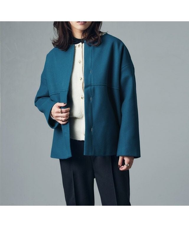 【ピエロ/Pierrot】のメルトンノーカラーショートコート インテリア・キッズ・メンズ・レディースファッション・服の通販 founy(ファニー) ファッション Fashion レディースファッション Fashion for Women アウター Coat / Outerwear Collection コート・ロングコート・ピーコート Long Coats, Peacoats & More レディースジャケット・軽アウター Jackets ショート Short, Short Length ストール Stole, Wrap タートルネック Turtleneck, High Neck フロント Front, Front Design プチプライス・低価格 Affordable / Budget Price メルトン Melton, Heavy Wool エレガント 上品 Elegant 167cm / インディゴブルー / M|ID: prp329100002812431 ipo3291000000036044771