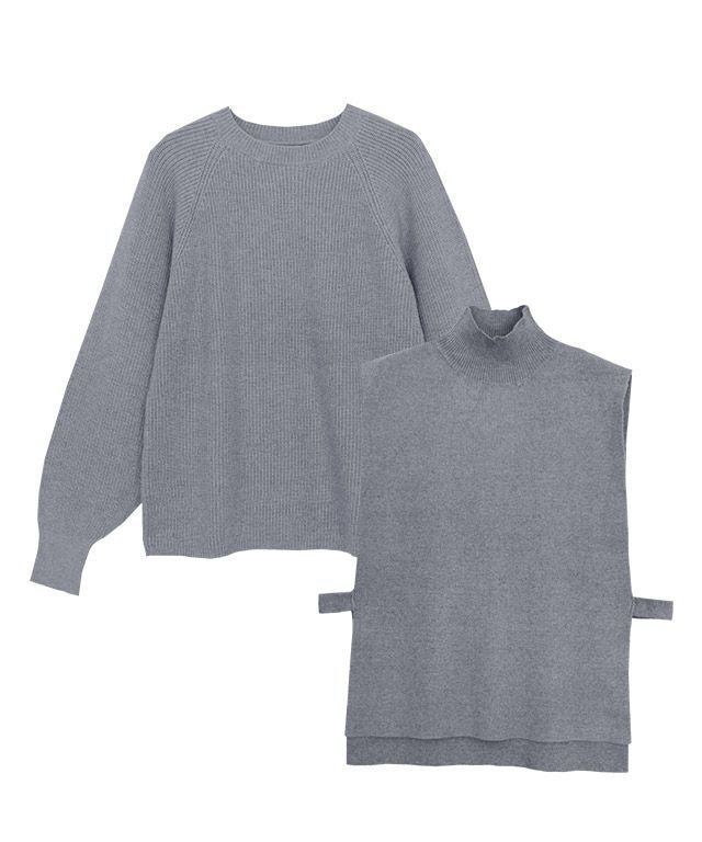 【ピエロ/Pierrot】の【アウトレットSALE!】ハイネックベスト×パフスリーブニットセット インテリア・キッズ・メンズ・レディースファッション・服の通販 founy(ファニー) ファッション Fashion レディースファッション Fashion for Women アウター Coat / Outerwear Collection トップス・カットソー Cut & Sew Tops ニット Knit Tops & Sweaters ベスト&ジレ / 重ね着スタイル Vests & Gilets アウトレット Outlet / Clearance スリーブ Sleeve, Long Sleeve / Short Sleeve ハイネック High Neck, Mock Neck プチプライス・低価格 Affordable / Budget Price ベスト Vest, Waistcoat 杢グレー|ID: prp329100002823905 ipo3291000000036044872