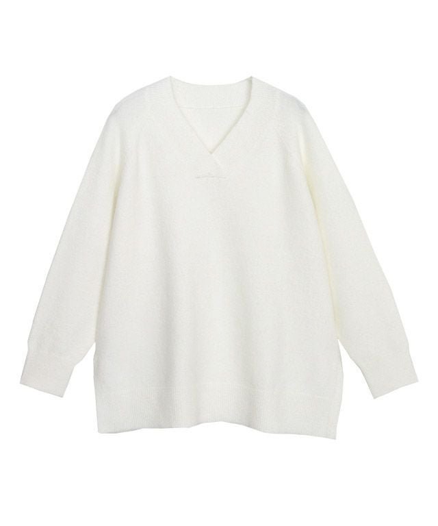 【ピエロ/Pierrot】の【アウトレットSALE!】 RASW モヘア混Vネックニット インテリア・キッズ・メンズ・レディースファッション・服の通販 founy(ファニー) 　ファッション　Fashion　レディースファッション　Fashion for Women　トップス・カットソー　Cut & Sew Tops　ニット　Knit Tops & Sweaters　Vネックトップス　V-Neck Tops / V-Cut Neckline Shirts　アウトレット　Outlet / Clearance　シンプル　Simple, Minimal　スリット　Slit, Slit Detail　プチプライス・低価格　Affordable / Budget Price　オフホワイト|ID: prp329100002823926 ipo3291000000036045051