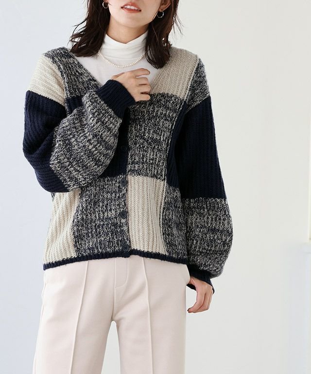 【ピエロ/Pierrot】のチェック柄ニットカーディガン 人気、トレンドファッション・服の通販 founy(ファニー) 　ファッション　Fashion　レディースファッション　Fashion for Women　トップス・カットソー　Cut & Sew Tops　ニット　Knit Tops & Sweaters　カーディガン・羽織り　Layered Style Cardigans　カーディガン　Cardigan, Knitwear　チェック　Check, Plaid, Tartan　プチプライス・低価格　Affordable / Budget Price　 other-1|ID: prp329100002898089 ipo3291000000036045405