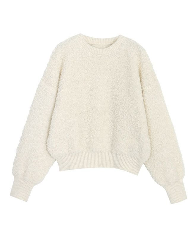 【ピエロ/Pierrot】の【アウトレットSALE!】クルーネックプードルニット インテリア・キッズ・メンズ・レディースファッション・服の通販 founy(ファニー) 　ファッション　Fashion　レディースファッション　WOMEN　トップス・カットソー　Tops/Tshirt　ニット　Knit Tops　アウトレット　Outlet　コンパクト　Compact　シンプル　Simple　プチプライス・低価格　Affordable　ルーズ　Loose　ループ　Loop　アイボリー|ID: prp329100002918988 ipo3291000000019829806