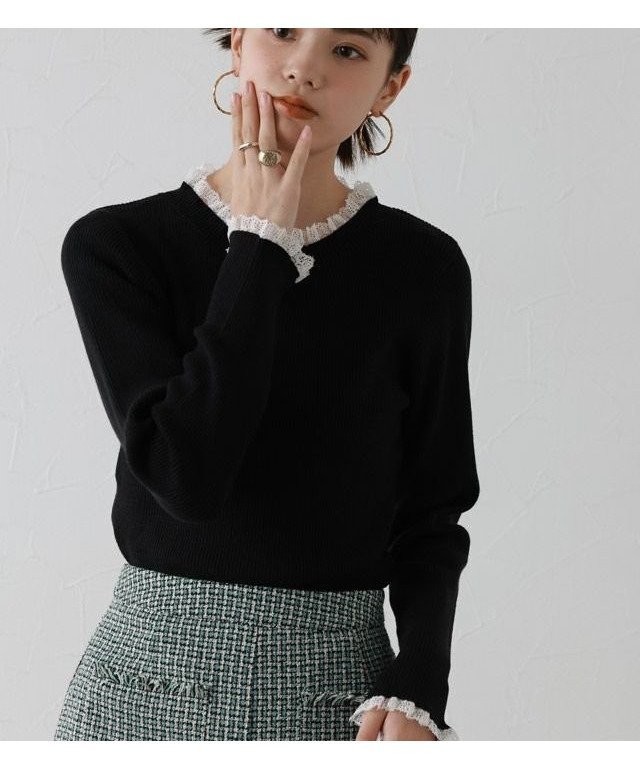 【ピエロ/Pierrot】の【アウトレットSALE!】レース付クルーネックリブニット インテリア・キッズ・メンズ・レディースファッション・服の通販 founy(ファニー) https://founy.com/ ファッション Fashion レディースファッション WOMEN トップス・カットソー Tops/Tshirt ニット Knit Tops アウトレット Outlet プチプライス・低価格 Affordable レース Race エレガント 上品 Elegant 人気 Popularity |ID: prp329100003044611 ipo3291000000024900290