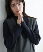 【ピエロ/Pierrot】のレース付クルーネックリブニット 163cm / ネイビー×ブラック / M|ID: prp329100003044611 ipo3291000000036045659