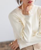 【ピエロ/Pierrot】のレース付クルーネックリブニット 167cm / オフホワイト×ホワイト / M|ID: prp329100003044611 ipo3291000000036045662