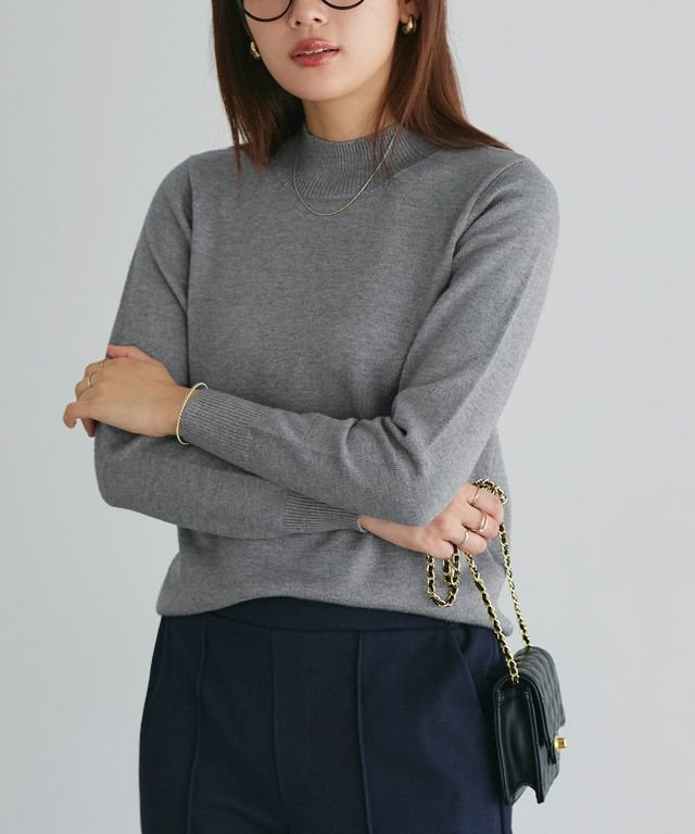 【ピエロ/Pierrot】のプレミアムカシミヤタッチハイネックニット インテリア・キッズ・メンズ・レディースファッション・服の通販 founy(ファニー) 　ファッション　Fashion　レディースファッション　Fashion for Women　トップス・カットソー　Cut & Sew Tops　ニット　Knit Tops & Sweaters　送料無料　Free Shipping　インナー　Innerwear　シンプル　Simple, Minimal　ハイネック　High Neck, Mock Neck　プチプライス・低価格　Affordable / Budget Price　ルーズ　Loose, Oversized　エレガント 上品　Elegant　166cm / 杢チャコール / M|ID: prp329100003090435 ipo3291000000033940035