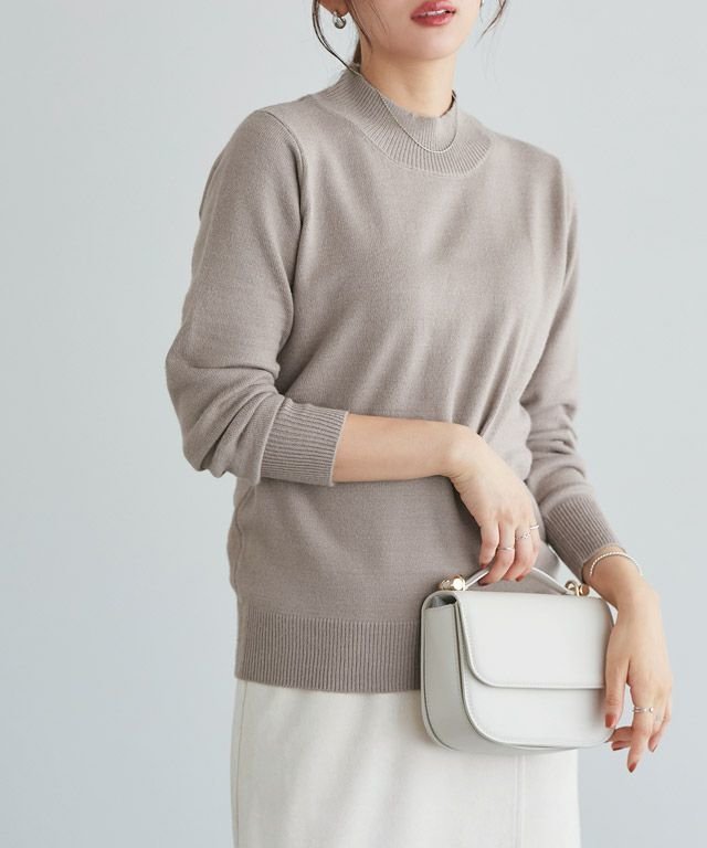 【ピエロ/Pierrot】のプレミアムカシミヤタッチハイネックニット インテリア・キッズ・メンズ・レディースファッション・服の通販 founy(ファニー) 　ファッション　Fashion　レディースファッション　Fashion for Women　トップス・カットソー　Cut & Sew Tops　ニット　Knit Tops & Sweaters　送料無料　Free Shipping　インナー　Innerwear　シンプル　Simple, Minimal　ハイネック　High Neck, Mock Neck　プチプライス・低価格　Affordable / Budget Price　ルーズ　Loose, Oversized　エレガント 上品　Elegant　166cm / グレージュ / M|ID: prp329100003090435 ipo3291000000033940040