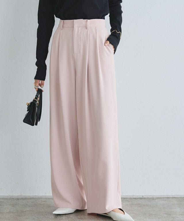【ピエロ/Pierrot】のRASW ダブルタックドレープワイドパンツ インテリア・キッズ・メンズ・レディースファッション・服の通販 founy(ファニー) 　ファッション　Fashion　レディースファッション　Fashion for Women　パンツ　Pants & Trousers　とろみ　Fluid, Flowy Fabric　ダブル　Double, Double-Breasted　フラット　Flat, Flat Shoes　プチプライス・低価格　Affordable / Budget Price　エレガント 上品　Elegant　166cm / ピンク / TM|ID: prp329100003094707 ipo3291000000036046428