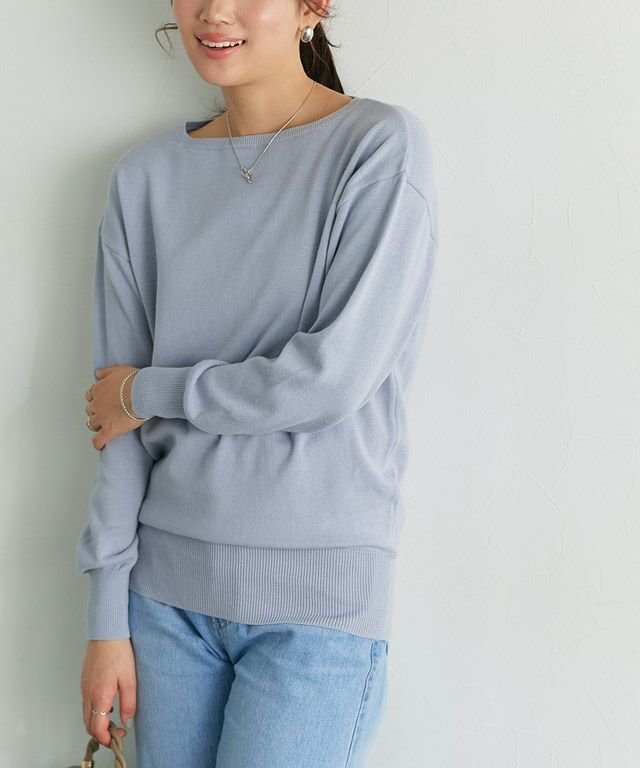 【ピエロ/Pierrot】のネックが選べる綿100%ニット インテリア・キッズ・メンズ・レディースファッション・服の通販 founy(ファニー) 　ファッション　Fashion　レディースファッション　Fashion for Women　トップス・カットソー　Cut & Sew Tops　ニット　Knit Tops & Sweaters　送料無料　Free Shipping　ショルダー　Shoulder, Shoulder Strap　ドロップ　Drop Shoulder, Dropped Style　プチプライス・低価格　Affordable / Budget Price　リラックス　Relax, Relaxed Fit　166cm / アイスブルー / ボートネック / M|ID: prp329100003105142 ipo3291000000034545547