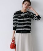 【ピエロ/Pierrot】のスポンジニットゴールドボタンカーディガン ブラック×オフホワイト|ID: prp329100003118518 ipo3291000000036045852