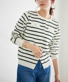 【ピエロ/Pierrot】のスポンジニットゴールドボタンカーディガン オフホワイト×ブラック|ID: prp329100003118518 ipo3291000000036340702