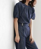 【ピエロ/Pierrot】のシャンブレーギャザーブラウス インディゴ|ID: prp329100003118548 ipo3291000000036046132