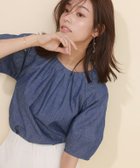 【ピエロ/Pierrot】のシャンブレーギャザーブラウス ブルー|ID: prp329100003118548 ipo3291000000036046134