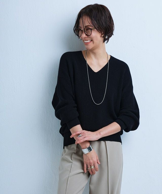 【ピエロ/Pierrot】のRASW 綿100%Vネックニット 人気、トレンドファッション・服の通販 founy(ファニー) 　ファッション　Fashion　レディースファッション　Fashion for Women　トップス・カットソー　Cut & Sew Tops　ニット　Knit Tops & Sweaters　Vネックトップス　V-Neck Tops / V-Cut Neckline Shirts　デコルテ　Décolleté, Neckline　プチプライス・低価格　Affordable / Budget Price　ロング　Long, Long-Length　畦　Ribbed Knit　 other-1|ID: prp329100003118569 ipo3291000000036046348