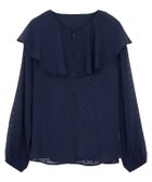 【ピエロ/Pierrot】の【アウトレットSALE!】シアードットフリルカラーブラウス ネイビー|ID: prp329100003118581 ipo3291000000033333467