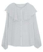 【ピエロ/Pierrot】の【アウトレットSALE!】シアードットフリルカラーブラウス ライトグレー|ID: prp329100003118581 ipo3291000000033333468