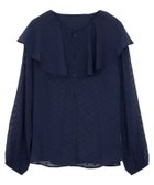 【ピエロ/Pierrot】の【アウトレットSALE!】シアードットフリルカラーブラウス 人気、トレンドファッション・服の通販 founy(ファニー) ファッション Fashion レディースファッション Fashion for Women トップス・カットソー Cut & Sew Tops シャツ・ブラウス・オフィスカジュアル Elegant Blouses & Button-Ups アウトレット Outlet / Clearance シアー Sheer, See-Through デコルテ Décolleté, Neckline フェミニン Feminine, Girly フリル Frill, Ruffle プチプライス・低価格 Affordable / Budget Price thumbnail ネイビー|ID: prp329100003118581 ipo3291000000036046509