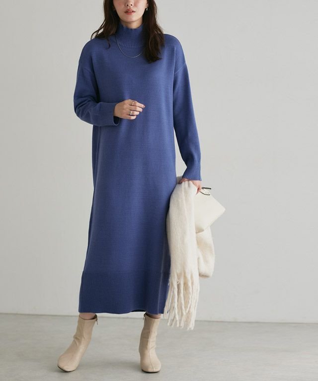 【ピエロ/Pierrot】のもっちりカシミヤタッチハイネックロングニットワンピース インテリア・キッズ・メンズ・レディースファッション・服の通販 founy(ファニー) 　ファッション　Fashion　レディースファッション　Fashion for Women　ワンピース　Dresses　ニットワンピース　Knit Dresses　送料無料　Free Shipping　ジャケット　Jacket, Outerwear　スニーカー　Sneakers, Trainers　プチプライス・低価格　Affordable / Budget Price　167cm / ブルー / M|ID: prp329100003150243 ipo3291000000034411768