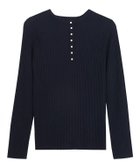 【ピエロ/Pierrot】のパールボタンヘンリーネックニット ネイビー|ID: prp329100003167962 ipo3291000000036046588