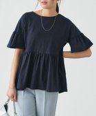 【ピエロ/Pierrot】の綿100% ギャザーフリルスリーブTシャツ 人気、トレンドファッション・服の通販 founy(ファニー) ファッション Fashion レディースファッション Fashion for Women トップス・カットソー Cut & Sew Tops シャツ・ブラウス・オフィスカジュアル Elegant Blouses & Button-Ups ロングTシャツ・Tシャツ Longline T-Shirts & Tees ギャザー Gathered, Ruffled フェミニン Feminine, Girly プチプライス・低価格 Affordable / Budget Price thumbnail 166cm / ネイビー / M|ID: prp329100003207995 ipo3291000000035499885