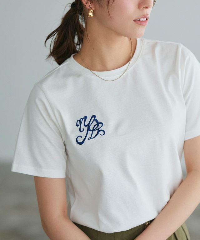 【ピエロ/Pierrot】のシルケット刺繍Tシャツ インテリア・キッズ・メンズ・レディースファッション・服の通販 founy(ファニー) 　ファッション　Fashion　レディースファッション　Fashion for Women　トップス・カットソー　Cut & Sew Tops　シャツ・ブラウス・オフィスカジュアル　Elegant Blouses & Button-Ups　ロングTシャツ・Tシャツ　Longline T-Shirts & Tees　シルケット　Silket, Silky Cotton　プチプライス・低価格　Affordable / Budget Price　ワンポイント　One Point, Statement Accent　エレガント 上品　Elegant　オフホワイト×ネイビー|ID: prp329100003221455 ipo3291000000036046868