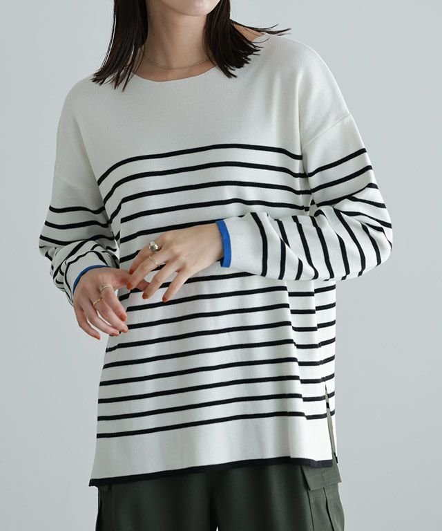 【ピエロ/Pierrot】のバイカラーリブボーダーニット インテリア・キッズ・メンズ・レディースファッション・服の通販 founy(ファニー) ファッション Fashion レディースファッション Fashion for Women トップス・カットソー Cut & Sew Tops ニット Knit Tops & Sweaters プチプライス・低価格 Affordable / Budget Price エレガント 上品 Elegant オフホワイト×ブラック×ブルー|ID: prp329100003721368 ipo3291000000025029418