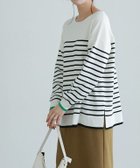 【ピエロ/Pierrot】のバイカラーリブボーダーニット オフホワイト×ブラック×グリーン|ID: prp329100003721368 ipo3291000000036044035