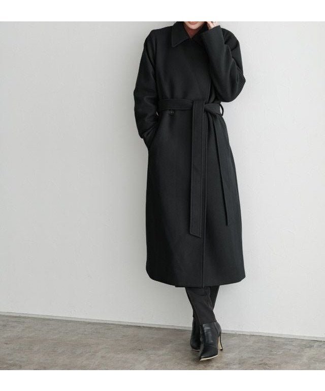 【ピエロ/Pierrot】のメルトンステンカラーロングコート 人気、トレンドファッション・服の通販 founy(ファニー) 　ファッション　Fashion　レディースファッション　Fashion for Women　アウター　Coat / Outerwear Collection　コート・ロングコート・ピーコート　Long Coats, Peacoats & More　レディースジャケット・軽アウター　Jackets　スタイリッシュ　Stylish, Fashionable　プチプライス・低価格　Affordable / Budget Price　メルトン　Melton, Heavy Wool　ロング　Long, Long-Length　エレガント 上品　Elegant　 other-1|ID: prp329100003721402 ipo3291000000035936218