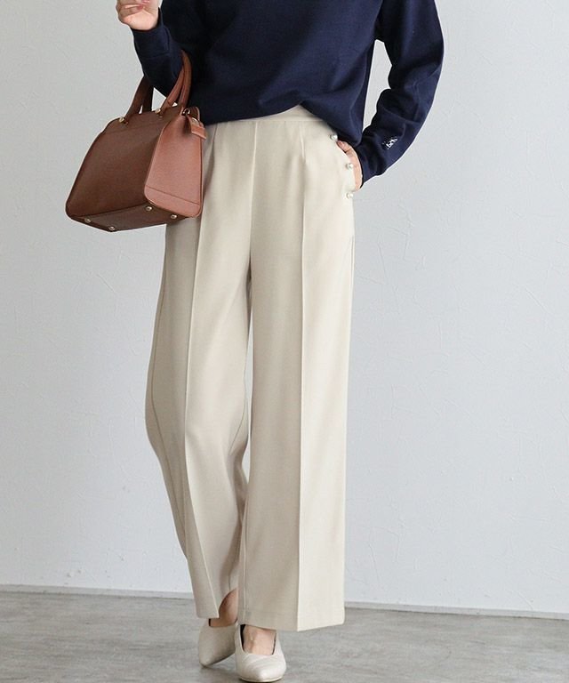 【ピエロ/Pierrot】のパールボタンパンツ インテリア・キッズ・メンズ・レディースファッション・服の通販 founy(ファニー) ファッション Fashion レディースファッション Fashion for Women パンツ Pants & Trousers シンプル Simple, Minimal センター Center, Center Line パール Pearl, Pearl Accent プチプライス・低価格 Affordable / Budget Price ボックス Boxy, Box Shape ポケット Pocket, Pocket Detail ロング Long, Long-Length エレガント 上品 Elegant パールボタンパンツ|ID: prp329100003721432 ipo3291000000031732015