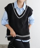 【ピエロ/Pierrot】のチルデンニットベスト 157cm / ブラック×オフホワイト / M|ID: prp329100003721439 ipo3291000000035936370